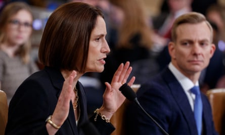 Fiona Hill testifies with David Holmes on Capitol Hill in Washington DC, on 21 November.