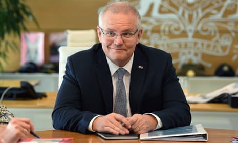Prime Minister Scott Morrison during a meeting at the Commonwealth Parliament Offices in Sydney, 20 May 2019.