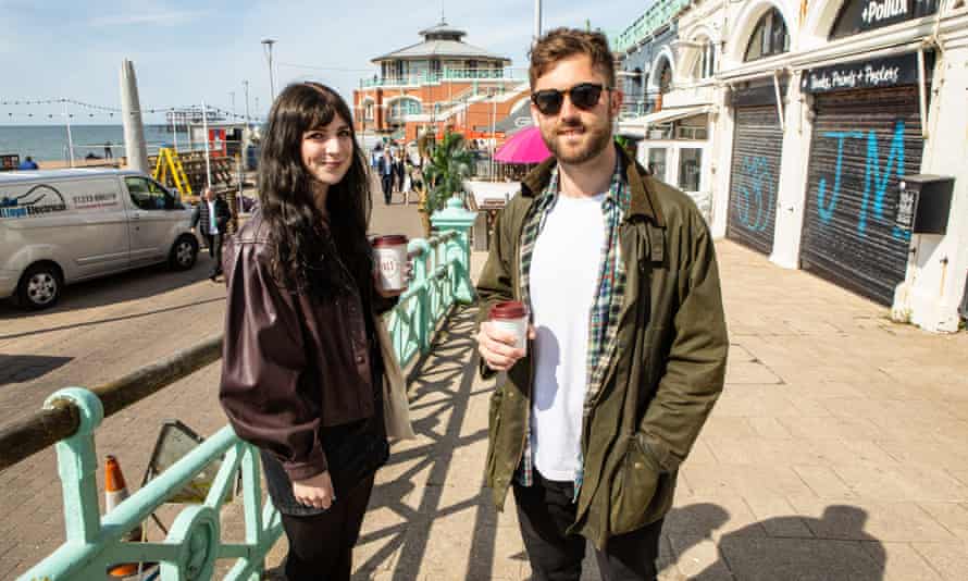 Harriet Ward and Tristan Swoffer, on the seafront