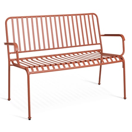 Habitat Indu 2 Seater Metal Garden Bench in Red.