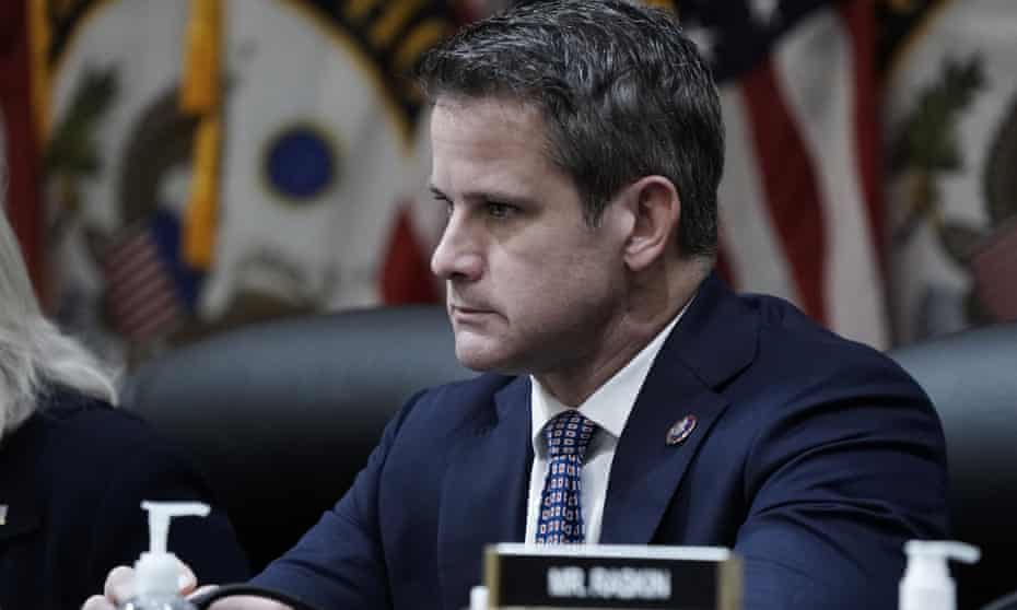 Republican Adam Kinzinger listens to testimony as the House select committee investigating the January 6 attack on the Capitol holds a public hearing on 16 June.