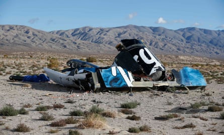 The crash site of Virgin Galactic’s SpaceShipTwo near near Cantil, California.