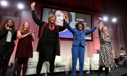 Congresswomen Maxine Waters, Brenda Lawrence and Debbie Dingell during the Women’s Convention in Detroit, Michigan on 28 October 2017.