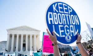 Activists supporting legal access to abortion protest outside the US Supreme Court.