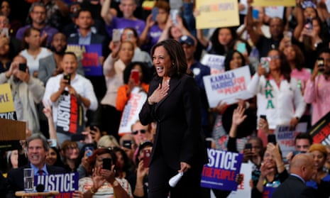 Kamala Harris holds her first organizing event in Los Angeles last month.