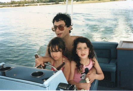 Serena Kutchinsky (right) with her father and sister Katrina on a boat on holiday in Disney World, Florida, around 1985