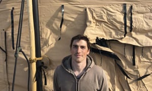 Jake Pogue, a 32-year-old marine corps vet, returned to the Sacred Stone camp on Friday.