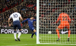 Chelsea’s Andreas Christensen misses a chance to score.