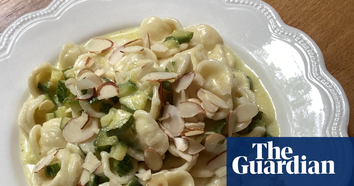 Rachel Roddy’s recipe for orecchiette with courgettes, parmesan cream and almonds | A kitchen in Rome