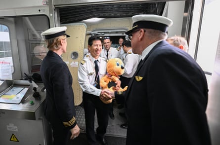 Project Sunrise crew members are greeted in Melbourne