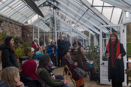 Marjolijn van Heemstra leads a ‘dusking’ session as part of the North York Moors Dark Skies festival at Helmsley walled garden, North Yorkshire.