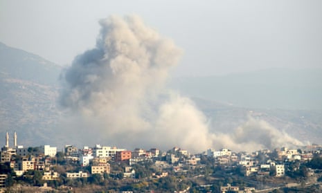 Smoke billows after Israeli strikes on Khiam, southern Lebanon