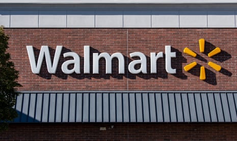 The Walmart sign on a building