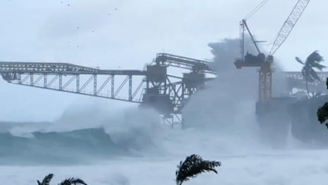 Christmas Island battered by huge swell as tropical low causes weather chaos – video