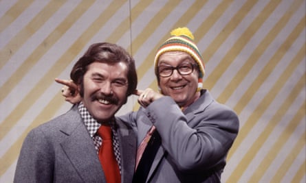 Dickie Davies with Eric Morecambe in 1977.