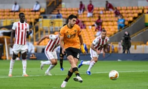 Raul Jimenez of Wolverhampton Wanderers scores a goal from the penalty spot to make it 1-0.