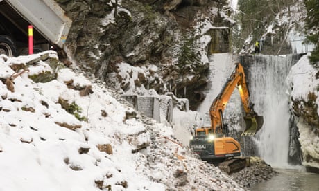A dam is removed in Fåvang, Norway.