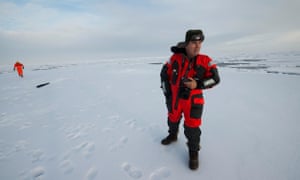 John Vidal on an Arctic ice floe in 2012.