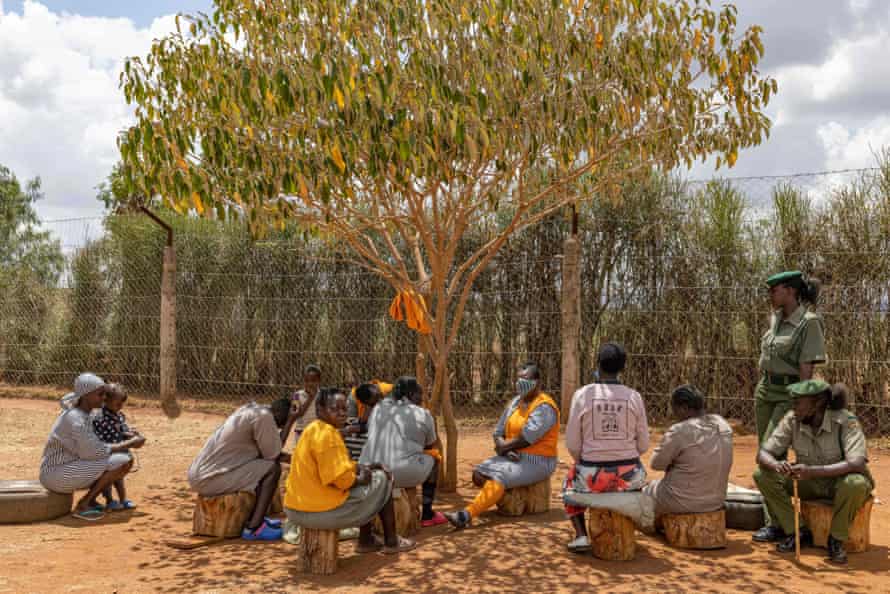 Inmates, their children and prison wardens in Kajiado prison, central Kenya.