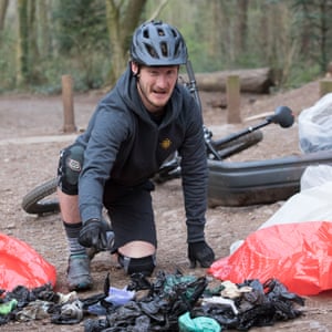 Trash for Trails rider at Leigh Woods, Ashton Court, Bristol