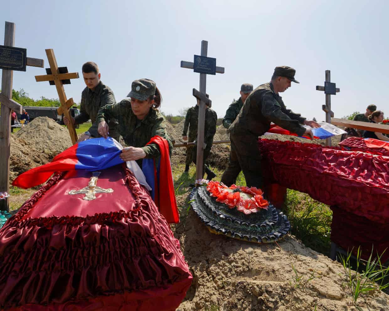 Russian soldiers are buried in Luhansk, Ukraine, in May 2023.