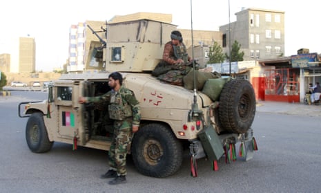 Afghan security personnel on patrol in Herat