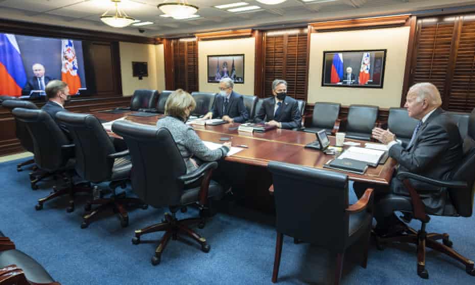 Joe Biden spoke to Vladimir Putin via video call to discuss their positions on Ukraine.