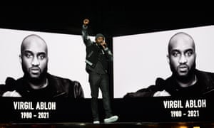 Idris Elba speaks during a tribute to Virgil Abloh on stage during the Fashion Awards 2021 at the Royal Albert Hall on 29 November.