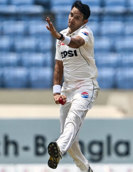 Pakistan’s Mohammad Abbas bowls during the second day of the first test cricket match between Bangladesh and Pakistan in May