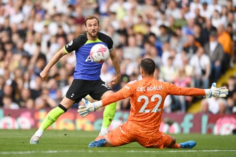 Harry Kane scores for Spurs. Leeds are surely down.