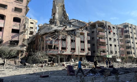 Damaged buildings in Gaza City