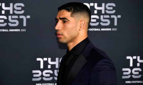 Achraf Hakimi pictured on Monday at the Fifa Best awards in Paris