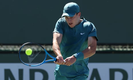 Jack Draper during his 6-1, 6-1 victory over Leandro Riedi of Switzerland at the Indian Wells Masters