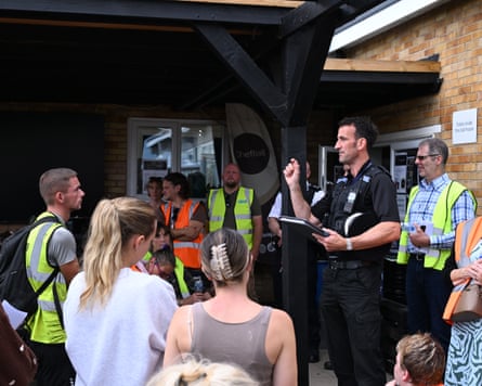Supt Tom Pearse speaking to volunteers at Brantham Leisure Centre
