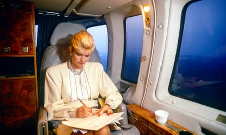 Ivana Trump travelling by helicopter between Atlantic City and New York, 1987, on behalf of the Trump Organization.