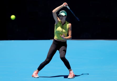 Ajla Tomljanovic lors d'une séance d'entraînement à Melbourne Park
