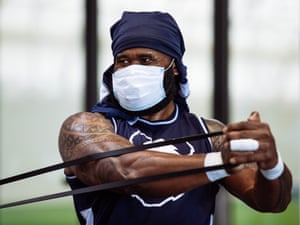 Semi Radradra in action in the gym as Bristol Bears start to use their new almost completed training centre in July.