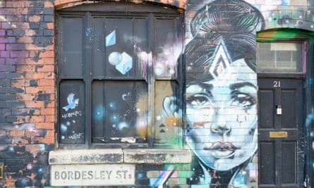 street art on a wall in Bordesley Street, Digbeth