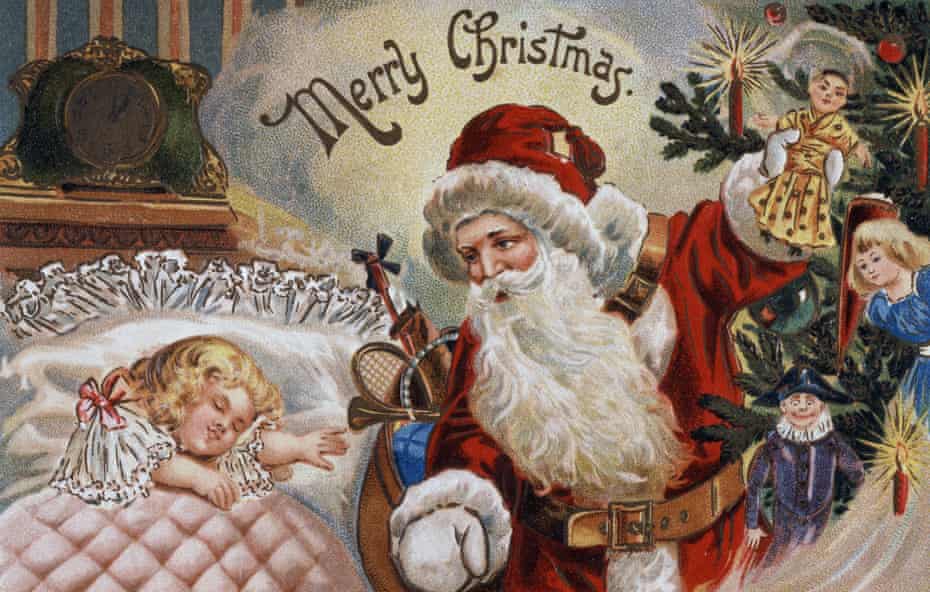 Marry Christmas. Santa on old Christmas card