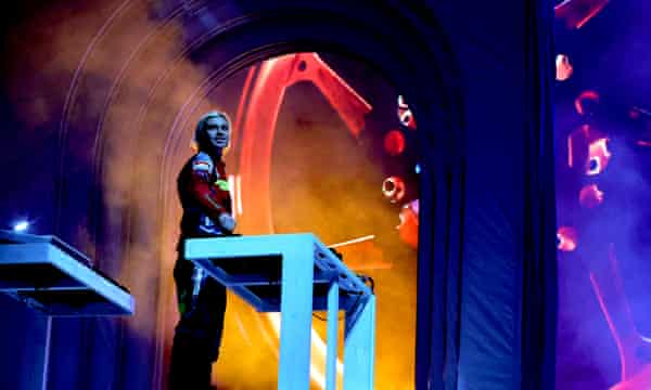 Flume performs on the Coachella stage in April 2022.