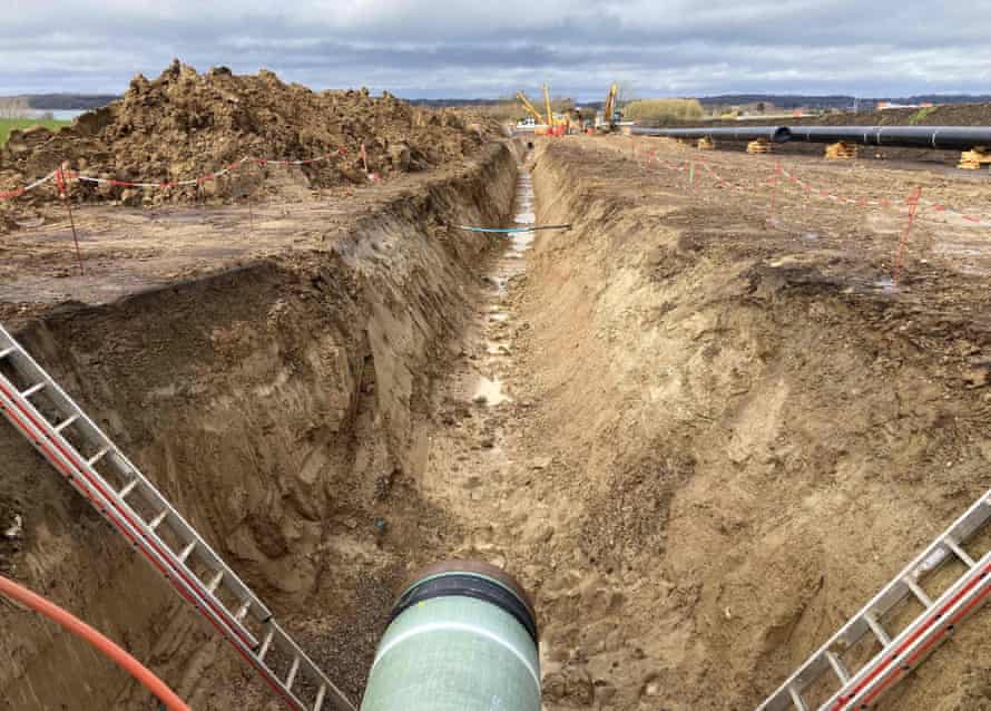 The contruction site of the Baltic Pipe gas pipeline in Middelfart, Denmark, 7 April. Suspended for nine months for environmental reasons, the construction of the gas pipeline linking Poland to Norway resumed in March 2022 in Denmark, opening up the possibility of diversifying the energy supply of Europe that is still dependent on Russia.