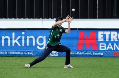Ireland's Orla Prendergast takes a catch to dismiss England's Maia Bouchier off the bowling of Arlene Kelly.