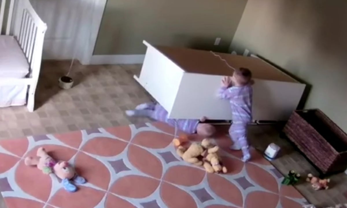 dresser falls on twins VIDEO: Toddler saves twin after bedroom dresser fall
