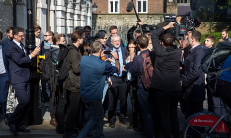 Jeremy Corbyn is pursued by journalists