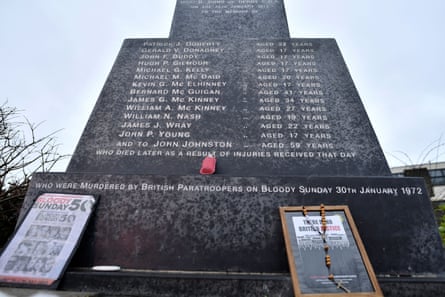 A memorial is engraved with the names of the 14 people who died as a result of the violence.