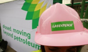 A Greenpeace protest outside a BP petrol station in Camden, north London
