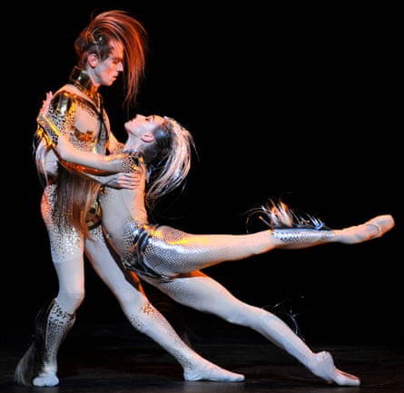 Outside … Smirnova dances with Edward Watson in McGregor + Mugler at the London Coliseum in 2019.