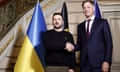 Ukraine's president Volodymyr Zelenskiy (L) and Belgian prime minister Alexander De Croo meet in Brussels on Tuesday.