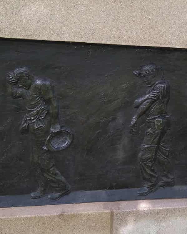 One of 25 plaques at the National Miners Monument by artist Andy de Comyn