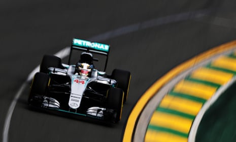 Lewis Hamilton on his way to pole in Melbourne.